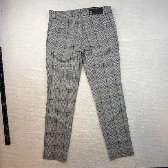 Banana Republic Sloan Skinny Fit Glen Plaid Pants Blue Gray Womens Size 2 NEW - Picture 10 of 10